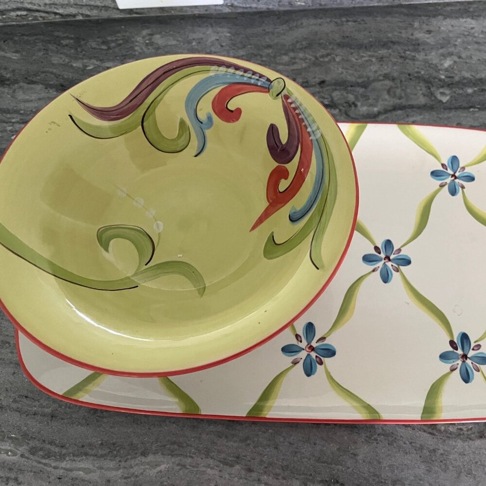 Southern Living Gail Pittman Veranda Serving Platter & Pedestal Bowl